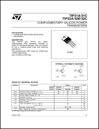 TIP31A datasheet: COMPLEMENTARY SILICON POWER TRANSISTORS TIP31A