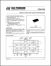 TDA7432D datasheet: BASIC FUNCTION AUDIO PROCESSOR TDA7432D