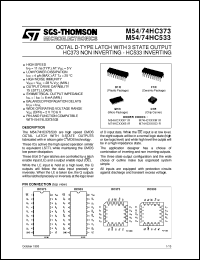 M74HC373 datasheet: HC373 NON INVERTING , HC533 INVERTING OCTAL D-TYPE LATCH WITH 3 STATE OUTPUT M74HC373