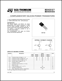 BD435 datasheet: COMPLEMENTARY SILICON POWER TRANSISTORS BD435