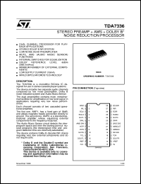 TDA7336D datasheet: STEREO PREAMP + AMS + DOLBY NOISE REDUCTION PROCESSOR TDA7336D