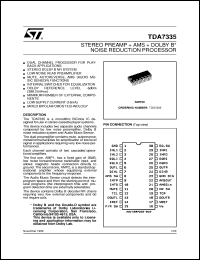 TDA7335 datasheet: STEREO PREAMPLIFIER + AMS + DOLBY-B TDA7335