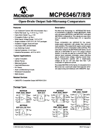 MCP6546-I/P
 datasheet: Open-Drain Output Sub-Microamp Comparators MCP6546-I/P

