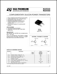 MJD340 datasheet: COMPLEMENTARY SILICON POWER TRANSISTORS MJD340