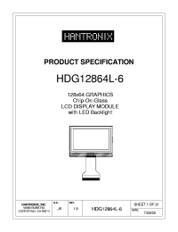 HDG12864L-6 datasheet: 128x64 GRAPHICS Chip-On-Glass LCD DISPLAY MODULE with LED Backlight HDG12864L-6