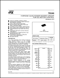 TD340 datasheet: QUAD H-BRIDGE POWER MOSFET DRIVER FOR DC MOTOR CONTROL TD340