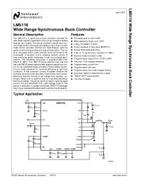 LM5116MHX
 datasheet: Wide Range Synchronous Buck Controller LM5116MHX
