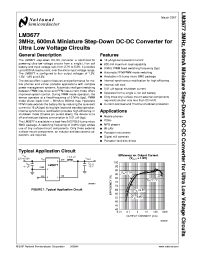LM3677 datasheet: 3MHz, 600mA Miniature Step-Down DC-DC Converter for Ultra Low Voltage Circuits LM3677