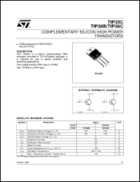 TIP35C datasheet: COMPLEMENTARY SILICON HIGH POWER TRANSISTORS TIP35C