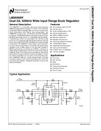 LM26400YSDX datasheet: Dual 2A, 500kHz Wide Input Range Buck Regulator LM26400YSDX