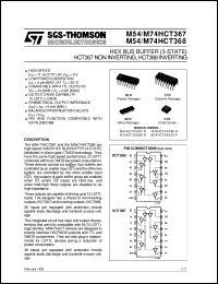 M74HCT368 datasheet: HCT367 NON INVERTING, HCT368 INVERTING HEX BUS BUFFER (3-STATE) M74HCT368