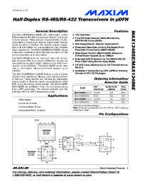 MAX13485EESA+
 datasheet: Half-Duplex RS-485/RS-422 Transceivers in DFN MAX13485EESA+
