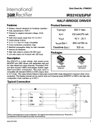 IRS2103STRPBF datasheet: HALF-BRIDGE DRIVER IRS2103STRPBF