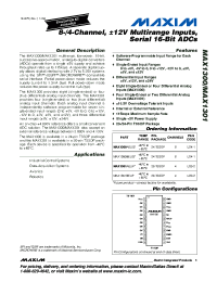 MAX1300 datasheet: 8-/4-Channel, 12V Multirange Inputs, Serial 16-Bit ADCs MAX1300