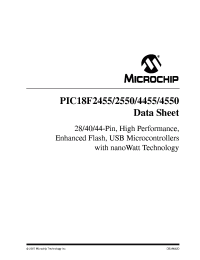 PIC18F2550-E/SO
 datasheet: 28/40/44-Pin, High Performance, Enhanced Flash, USB Microcontrollers with nanoWatt Technology PIC18F2550-E/SO
