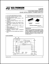 L6376 datasheet: 0.5A HIGH-SIDE DRIVER QUAD INTELLIGENT POWER SWITCH L6376