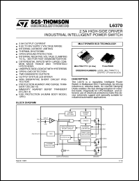 L6370L datasheet: 2.5A HIGH-SIDE DRIVER INDUSTRIAL INTELLIGENT POWER SWITCH L6370L