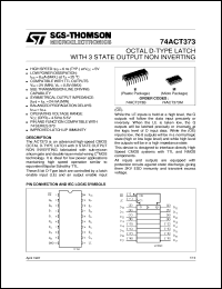 74ACT373 datasheet: OCTAL D-TYPE LATCH WITH 3-STATE OUTPUT NON INVERTING 74ACT373