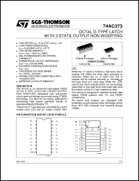 74AC373 datasheet: OCTAL D-TYPE LATCH WITH 3 STATE OUTPUT NON INVERTING 74AC373