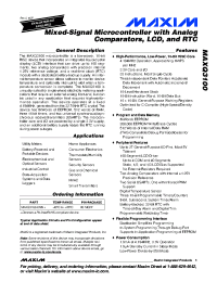 MAXQ3100-EMN+ datasheet: Mixed-Signal Microcontroller with Analog Comparators, LCD, and RTC MAXQ3100-EMN+