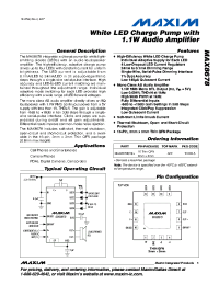 MAX8678ETE+ datasheet: Industrys First LED Charge Pump with Integrated Audio Amplifier Saves 50% PCB Area While Providing Highest Efficiency MAX8678ETE+