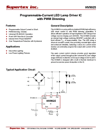 HV9925SG-G datasheet: Programmable-Current LED Lamp Driver IC with PWM Dimming HV9925SG-G