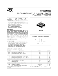 STE38NB50 datasheet: N-CHANNEL ENHANCEMENT MODE POWERMESH MOSFET STE38NB50