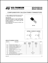 BD441 datasheet: COMPLEMENTARY SILICON POWER TRANSISTORS BD441