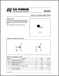 BC394 datasheet: HIGH VOLTAGE AMPLIFIER BC394