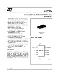 M48T39Y datasheet: 256KB (32K X 8) TIMEKEEPER SRAM M48T39Y