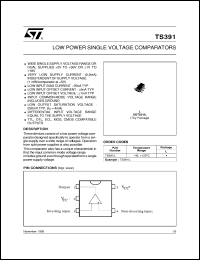 TS391ILT datasheet: LOW POWER SINGLE VOLTAGE COMPARATOR TS391ILT
