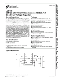 LM3103 datasheet: SIMPLE SWITCHER Synchronous 1MHz 0.75A Step-Down Voltage Regulator LM3103