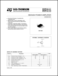 BSP40 datasheet: MEDIUM POWER AMPLIFIERS BSP40