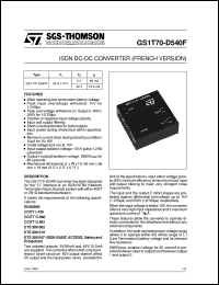 GS1T70-D540F datasheet: ISDN DC-DC CONVERTER (FRENCH VERSION) GS1T70-D540F