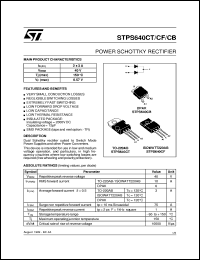 STPS640CB datasheet: POWER SCHOTTKY RECTIFIER STPS640CB