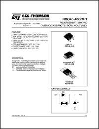 RBO40-40G datasheet: REVERSED BATTERY AND OVERVOLTAGE PROTECTION CIRCUIT (RBO) RBO40-40G