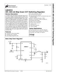 LM34919TLX
 datasheet: 40V, 600 mA Step Down COT Switching Regulator LM34919TLX
