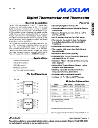 DS7505S+T&R
 datasheet: Digital Thermometer and Thermostat DS7505S+T&R
