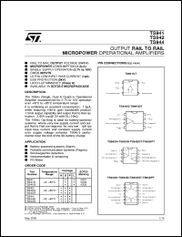 TS942 datasheet: OUTPUT RAIL TO RAIL MICROPOWER OPERATIONAL AMPLIFIERS TS942