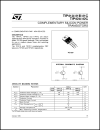 TIP41A datasheet: COMPLEMENTARY SILICON POWER TRANSISTORS TIP41A