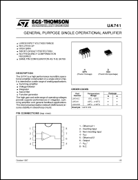 UA741C datasheet: GENERAL PURPOSE SINGLE BIPOLAR OP-AMPS UA741C