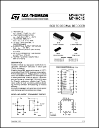 M74HC42 datasheet: BCD TO DECIMAL DECODER M74HC42