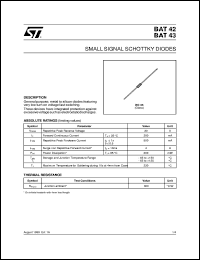 BAT42 datasheet: SMALL SIGNAL SCHOTTKY DIODES BAT42