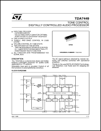 TDA7449 datasheet: TONE CONTROL DIGITALLY CONTROLLED AUDIO PROCESSOR TDA7449