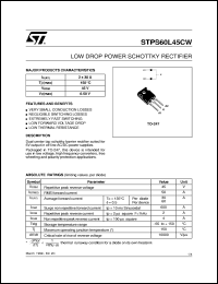 STPS60L45CW datasheet: LOW DROP POWER SCHOTTKY RECTIFIER STPS60L45CW