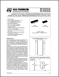 M74HC646 datasheet: HC648 OCTAL BUS TRANSCEIVER/REGISTER (3-STATE, INV.) , HC646 OCTAL BUS TRANSCEIVER/REGISTER (3-STATE) M74HC646