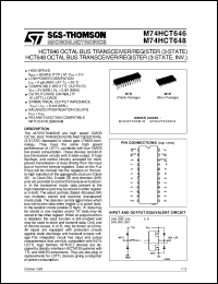 M74HCT648 datasheet: HCT648 OCTAL BUS TRANSCEIVER/REGISTER (3-STATE, INV.) HCT646 OCTAL BUS TRANSCEIVER/REGISTER (3-STATE) M74HCT648