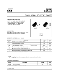 BAR46 datasheet: SMALL SIGNAL SCHOTTKY DIODES BAR46