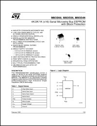 M93S46-W datasheet: 4K/2K/1K (X16) SERIAL MICROWIRE BUS EEPROM WITH BLOCK PROTECTION M93S46-W