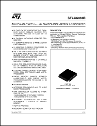 STLC5465B datasheet: MULTI - HDLC WITH N X 64 SWITCHING MATRIX ASSOCIATED STLC5465B